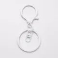 White painted lobster clasp keychain set DIY hardware accessories round split ring pendant - White