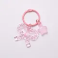 Pink acrylic bow keychain with star charm, stylish dopamine bag pendant for cute gifts. - 3cm Ring + Transparent Bow + Transparent Star / Pink