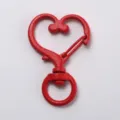 Red heart-shaped swivel snap hook metal lobster clasp for DIY jewelry making and keychains. - Red Heart Buckle
