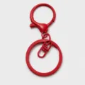 Red metal keychain hardware set, lobster clasp and split rings for DIY craft projects. - Red