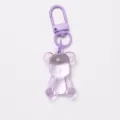 Portachiavi trasparente orsetto viola colore caramella grazioso ciondolo borsa telefono - Chiusura + Orsetto Trasparente / Viola