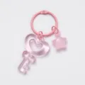 Pink transparent heart key star keychain cute DIY jewelry accessory charm pink variant - Key and Star Pendant Set / 3cm Ring / Pink