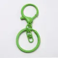 Green metal lobster clasp keychain DIY split ring bag charm hardware accessory part - Green