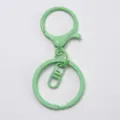 Green baked paint metal keychain set, lobster clasp and keyring for DIY crafts. - Mint Green
