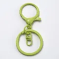 Light green metal keychain set, lobster clasp and round ring hardware for DIY bag charms. - Fruit Green
