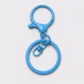 Blue metal lobster clasp keychain round ring DIY toy pendant bag hanging accessory - Blue