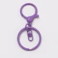 Purple baking paint lobster clasp keychain ring set DIY metal bag charm accessory - Purple