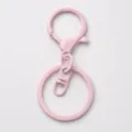 Pink metal keychain hardware set, painted lobster clasp and round ring for DIY crafts. - Light Pink