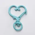 Heart shaped metal lobster clasp keychain, turquoise alloy bag pendant DIY accessory. - Lake Blue Heart Buckle