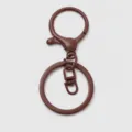 Brown painted metal keychain ring hardware set, lobster clasp and split ring for DIY. - Coffee