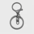 Grey metal keychain hardware set, including lobster clasp, swivel connector and split ring. - Gray