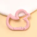 Pink duck shaped metal spring snap hook keychain DIY jewelry accessory craft connecting ring - Pink