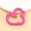 Pink duck shape spring snap hook keychain alloy DIY jewelry connecting ring accessory. - Rose Red