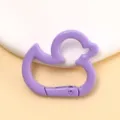 Purple duck spring clip, cute metal snap hook keychain, DIY jewelry making accessory and connector. - Purple