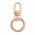 Metal spring keyring donut clasp DIY keychain bag charm accessory beige orange dots - Coffee