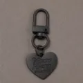 Black metal heart keychain alloy bag pendant fashion accessories charm stylish keyring gift item - Black