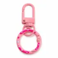 Pink metal spring ring keychain donut snap hook DIY jewelry accessory cute bag pendant charm - Pink