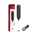 Electric Milk Frother, Black Rechargeable Handheld Coffee Foam Maker with USB Charging Cable - USB Rechargeable Electric Milk Frother
