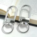 Silver metal U-shaped gate hook keychain clasp, polished finish DIY hardware accessory 1pc - Silver Gate Buckle