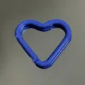 Blue heart-shaped aluminum alloy carabiner detail view, glossy finish keychain clasp accessory. - Heart Buckle / Sapphire Blue