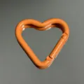 Orange heart shaped aluminum alloy carabiner detail view, perfect for DIY keychain charms. - Heart Buckle / Orange