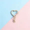 Zinc alloy heart-shaped keychain snap hook, ideal for DIY jewelry and plush pendants. - Heart Buckle + Figure-8 Buckle / Light Coffee