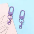 Purple U-shaped swivel lobster clasp keychain hook DIY craft hardware and metal connecting buckle. - Gate Buckle + Lobster Clasp / Purple