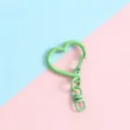 Light green heart shaped carabiner keychain detail, zinc alloy DIY accessory and pendant hook. - Heart Buckle + Figure-8 Buckle / Green