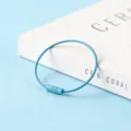 Blue steel wire keychain loop, screw locking ring, DIY craft jewelry accessory parts for handmade use. - Blue
