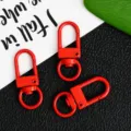 Zinc alloy swivel snap hook keychain, red 32mm universal bag hardware DIY accessory detail view. - Red