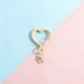 Heart-shaped alloy keychain hook DIY accessory, metal spring clasp charm for cute bags. - Heart Buckle + Figure-8 Buckle / Off White
