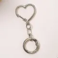 Silbernes Herz Schlüsselanhänger Karabinerhaken Metall Taschenanhänger DIY Zubehör - Silber