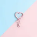 Pink heart keychain alloy clasp DIY jewelry pendant bag accessory cute metal snap hook hardware - Heart Buckle + Figure-8 Buckle / Light Pink
