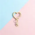 Metal heart shaped keychain clasp DIY accessory bag pendant cute keyring for craft projects - Heart Buckle + Figure-8 Buckle / Light Yellow