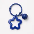 Blauwe ster holle bel sleutelhanger hanger, leuk metalen accessoire voor tassen en knutselen. - Saffierblauw