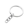 Llavero de metal plateado con cadena de cuatro eslabones, anillo 30mm para accesorios de manualidades. - Anillo Plano de 30mm con Cadena de 4 Eslabones / Plateado