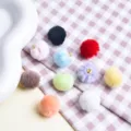 Colorful plush pompom DIY keychain pendants in cute candy colors, soft accessory detail view. - Plush Ball / Random Mix