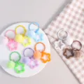 Colorful star plush ball keychain cute bag charm DIY accessory lovely pendant 1pc - Solid Pentagram + Plush Ball + Ring / Multicolor