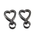 Close-up of gunmetal zinc alloy heart spring hooks, durable DIY bag hardware and keychain parts. - Love Heart Swivel Buckle / Gunmetal