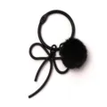 Schwarzer Schleifen Metall Ring mit flauschigem Pompon Anhänger DIY Tasche Zubehör Charm. - Schwarz