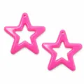 Pendentif etoile creuse rose vif en acrylique pour porte-cles DIY et accessoires de sac. - Grandes Perles en Étoile / Rose rouge