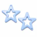 Hellblaue Acryl hohler Stern Anhänger DIY Schlüsselanhänger Taschendekoration 45x43mm - Große Sternenperlen / Blau