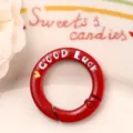 Red round metal spring snap hook buckle for diy bag keyrings phone lanyards hardware accessory. - Red Letter Spring Buckle