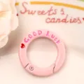 Pink round spring clasp metal snap hook keychain DIY jewelry accessory charm bag clip 1pc - Pink Letter Spring Buckle