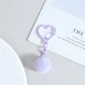 Porte-clés pompon peluche cœur violet, charmant pendentif de sac duveteux pour DIY. - Violet