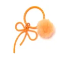 Orange metal bow keychain with fluffy pom pom bag charm cute DIY accessories pendant - Orange