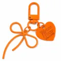 Oranje legering sleutelhanger met strik en hartvormige hanger, stijlvol tasaccessoire voor dagelijks - Oranje