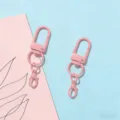 Pink colored U-shaped rotating clasp lobster hook DIY plush doll accessories keychain - Gate Buckle + Lobster Clasp / Pink