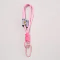 Pink woven lanyard keychain with metal carabiner for phone charms and keys accessories. - Light Pink