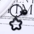 Black metal star keychain pendant with small bell, chic bag charm and keyring accessory for daily use. - Black Solid Five-Pointed Star + 3cm Ring + 14mm Bell